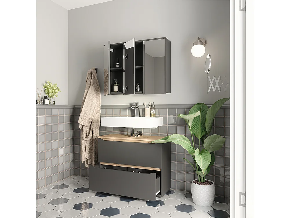 Badmöbel-Set anthrazit/artisan-eiche 80.2x20x62 ruben