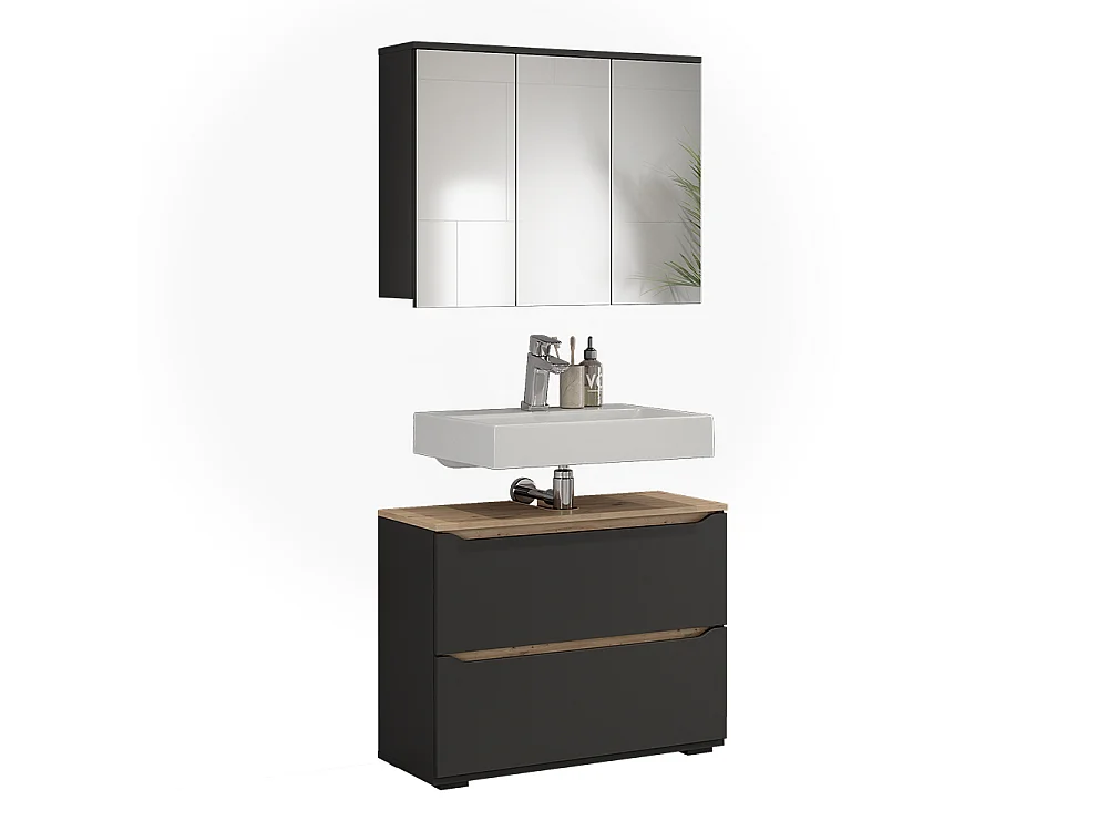 Badmöbel-Set anthrazit/artisan-eiche 80.2x20x62 ruben