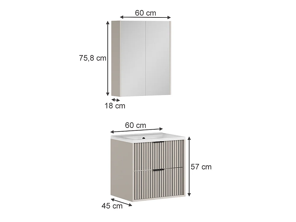 Badrumsmöbelset kaschmir 60x45x57 ruford