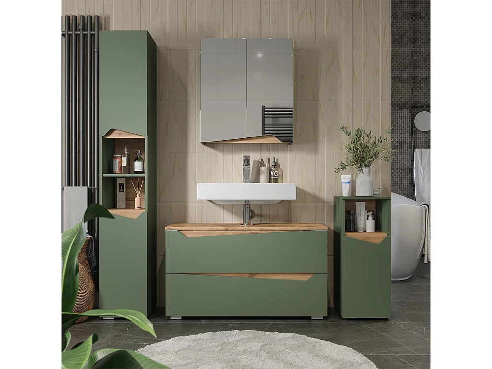 Badmöbel-Set grün/artisan-eiche 100x35x57.5 marelle