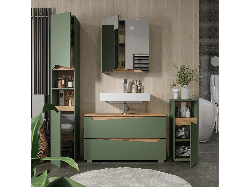 Badmöbel-Set grün/artisan-eiche 100x35x57.5 marelle
