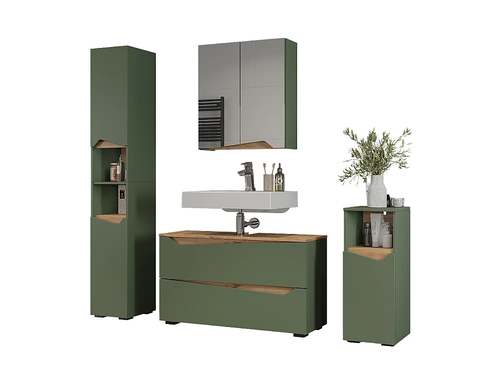 Badmöbel-Set grün/artisan-eiche 100x35x57.5 marelle