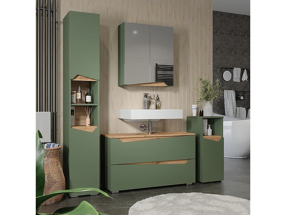 Badmöbel-Set grün/artisan-eiche 100x35x57.5 marelle