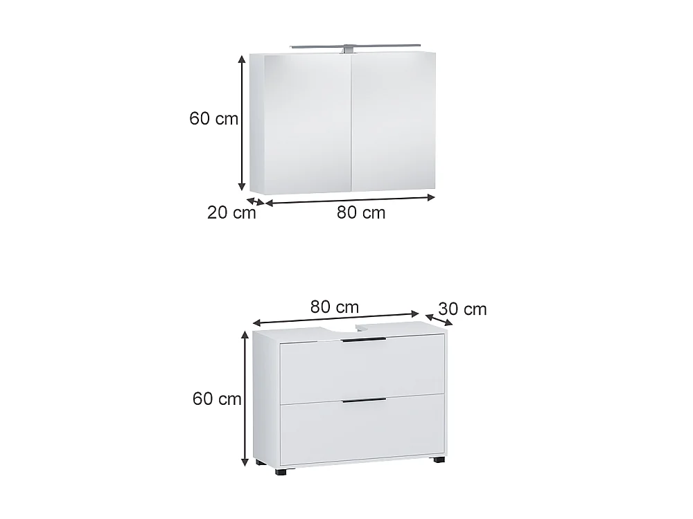 Badrumsmöbelset vit 80x30x60 alina