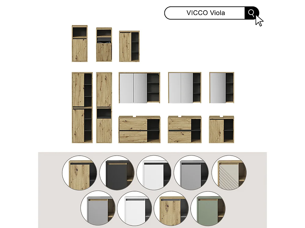 Badmöbel-Set artisan-eiche 100x45.5x60 viola