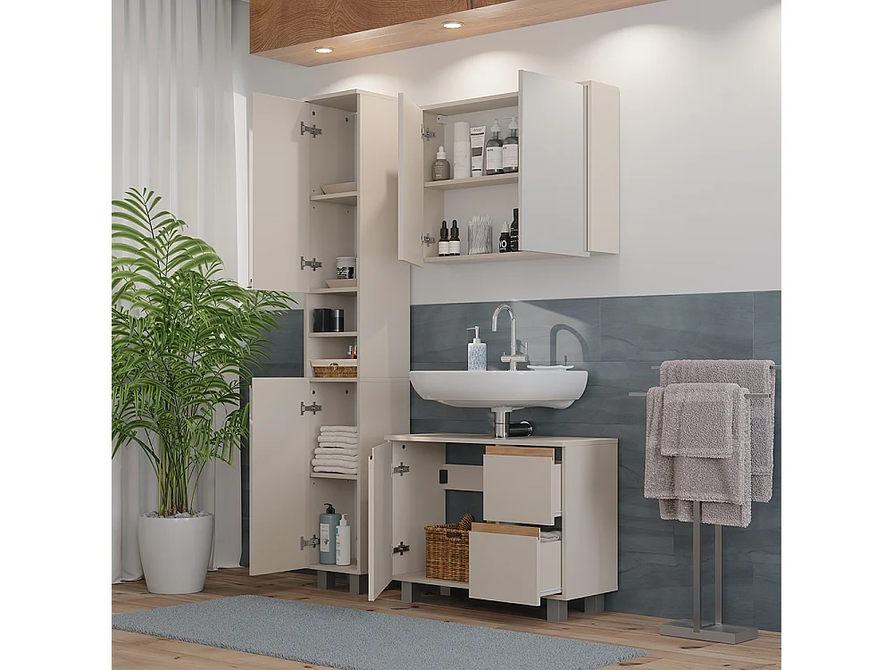 Zestaw mebli łazienkowych kaszmir/dąb artisan 80x33x60.8 j-shape