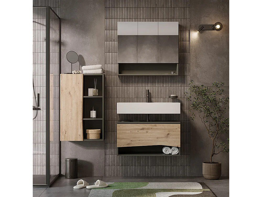 Zestaw mebli łazienkowych dąb artisan/antracyt 80x43x42.8 willow