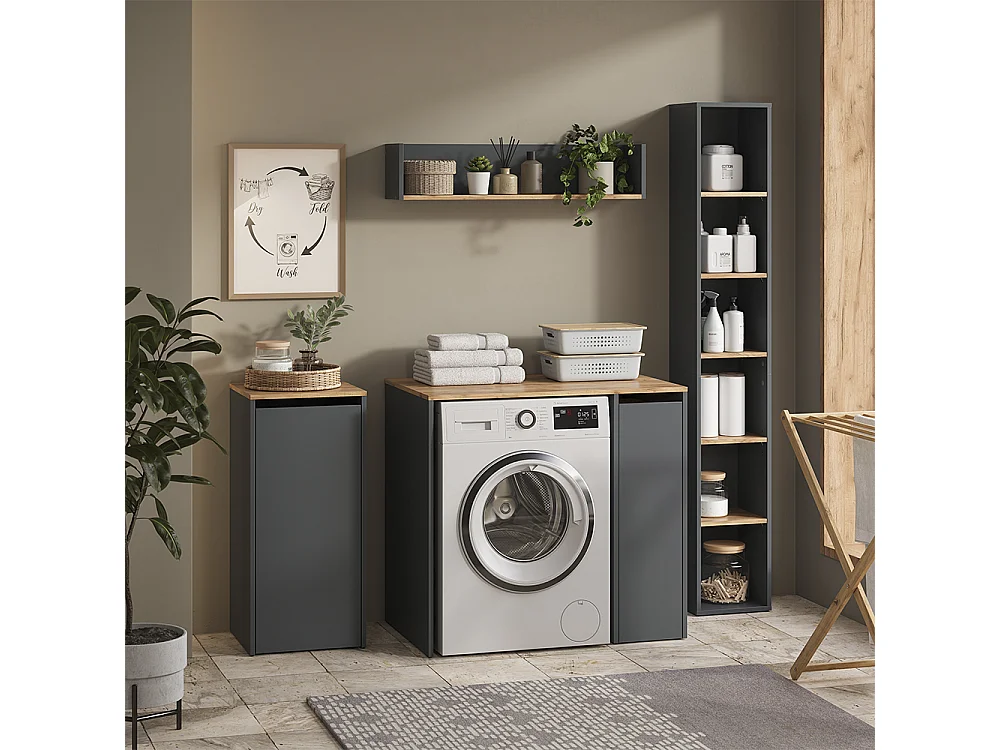 Badmöbel-Set anthrazit/goldkraft eiche 30x27.3x188.6 viktor