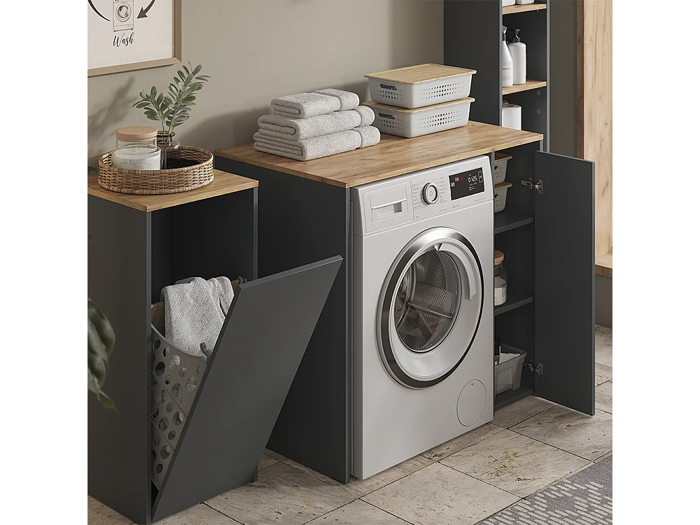 Badmöbel-Set anthrazit/goldkraft eiche 30x27.3x188.6 viktor