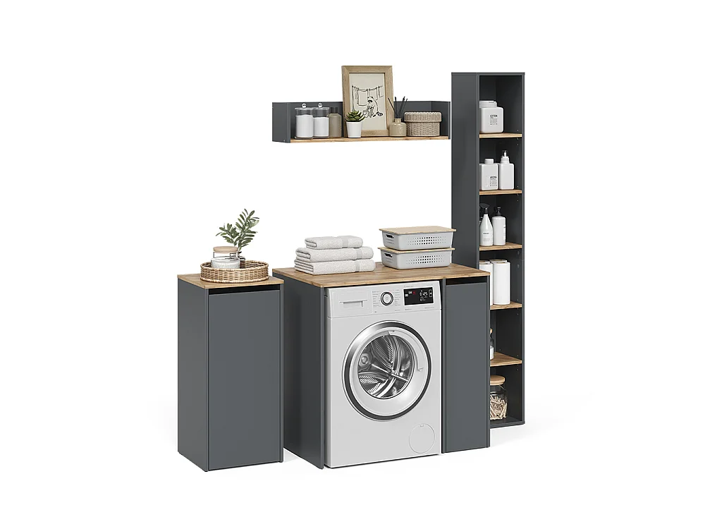 Badmöbel-Set anthrazit/goldkraft eiche 30x27.3x188.6 viktor