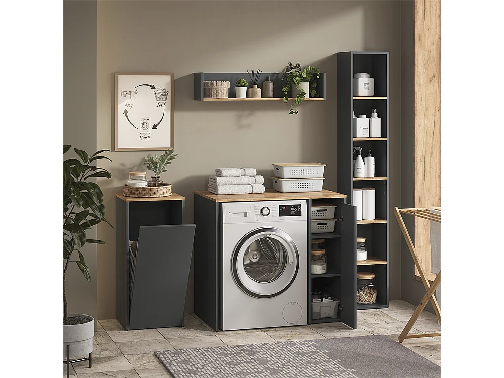 Badmöbel-Set anthrazit/goldkraft eiche 30x27.3x188.6 viktor
