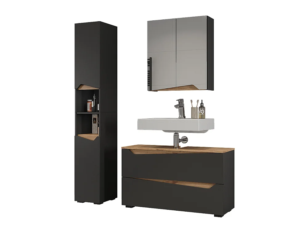 Badrumsmöbelset antracit/hantverks ek 100x35x57.5 marelle