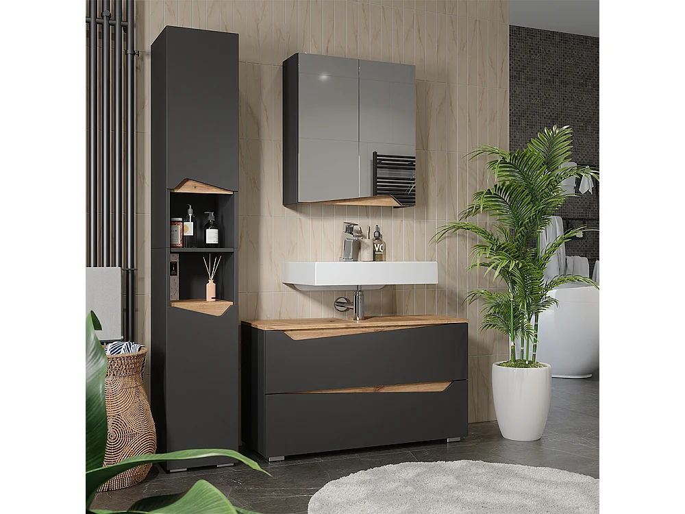 Badrumsmöbelset antracit/hantverks ek 100x35x57.5 marelle