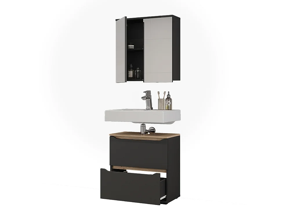 Badmöbel-Set anthrazit/artisan-eiche 60.2x20x62 ruben