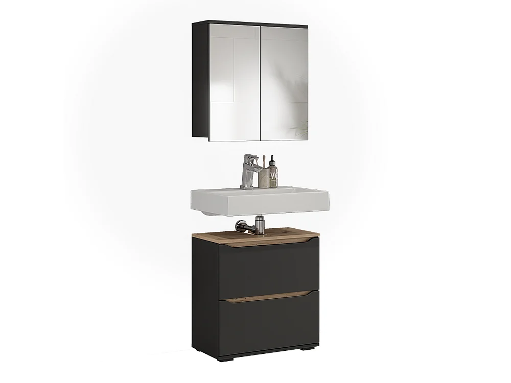 Badmöbel-Set anthrazit/artisan-eiche 60.2x20x62 ruben