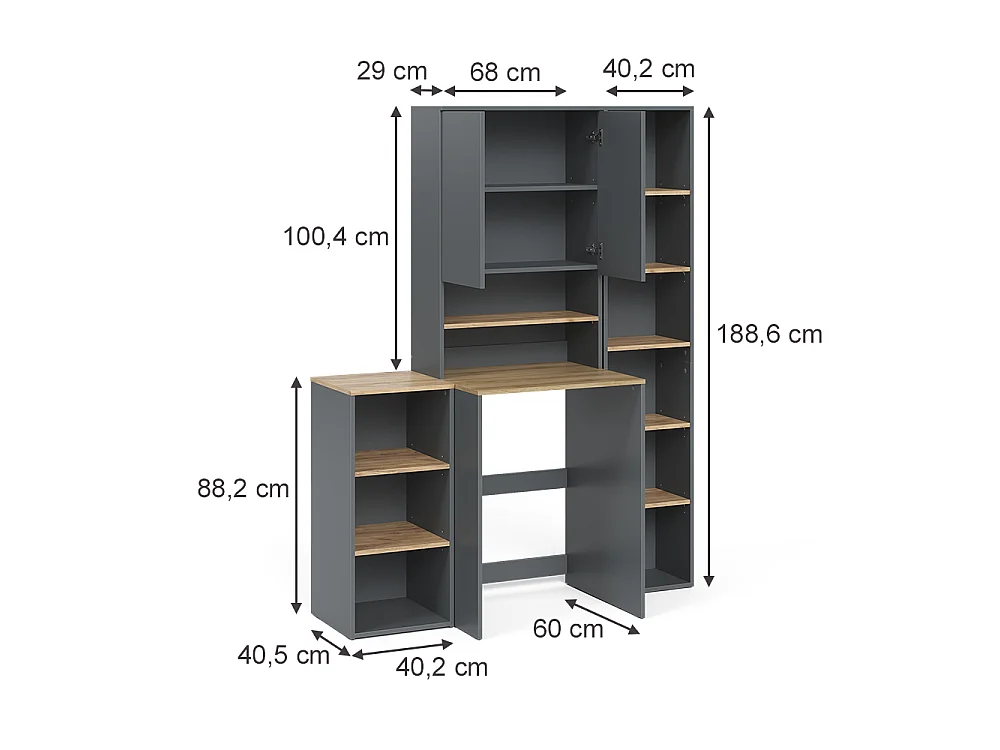 Badmöbel-Set anthrazit/goldkraft eiche 40x27.3x188.6 viktor