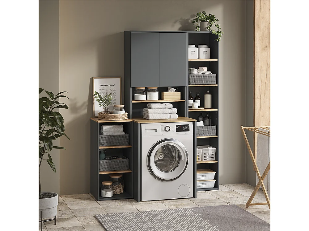 Badmöbel-Set anthrazit/goldkraft eiche 40x27.3x188.6 viktor
