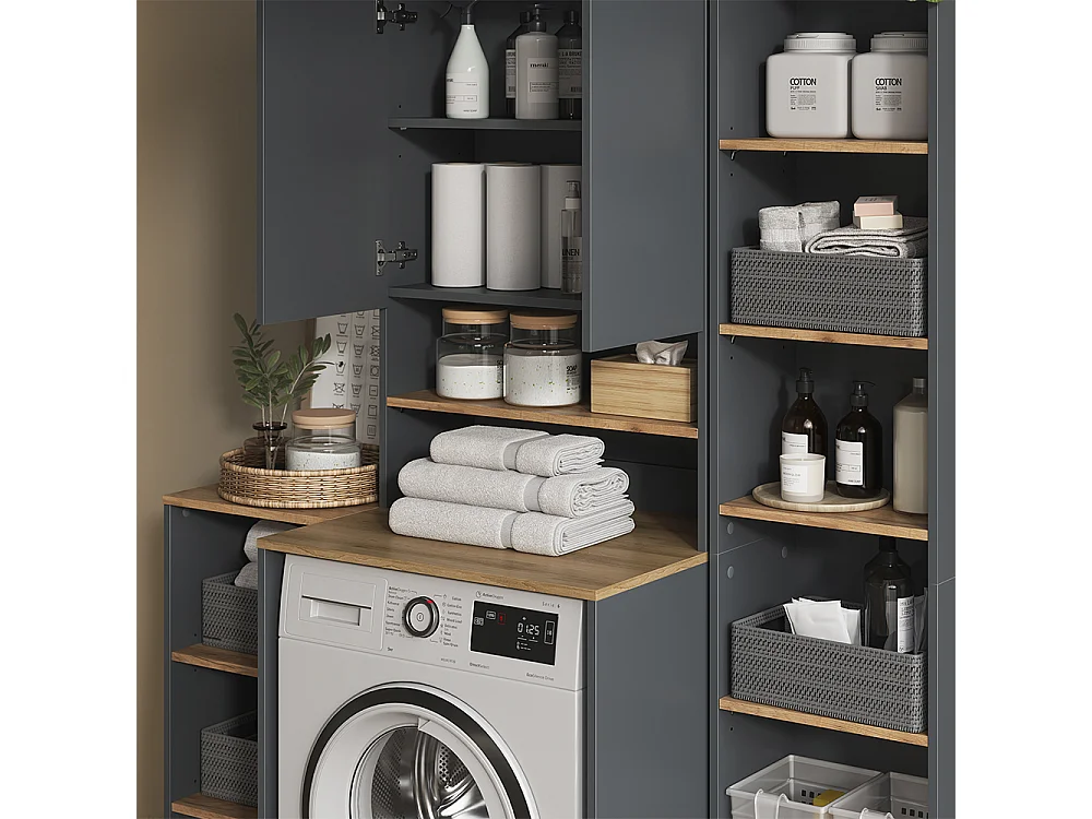 Badmöbel-Set anthrazit/goldkraft eiche 40x27.3x188.6 viktor