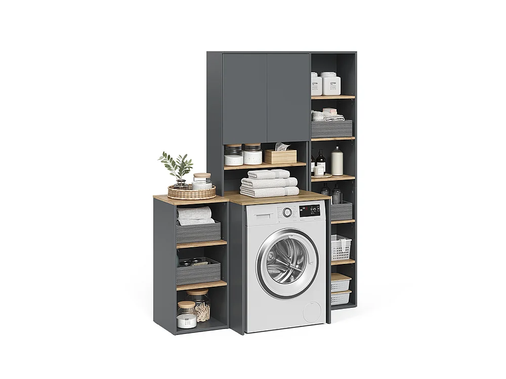 Badmöbel-Set anthrazit/goldkraft eiche 40x27.3x188.6 viktor