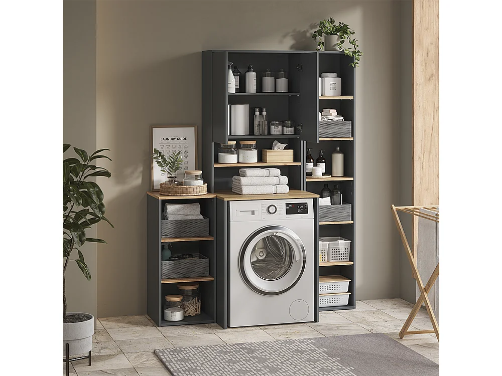 Badmöbel-Set anthrazit/goldkraft eiche 40x27.3x188.6 viktor