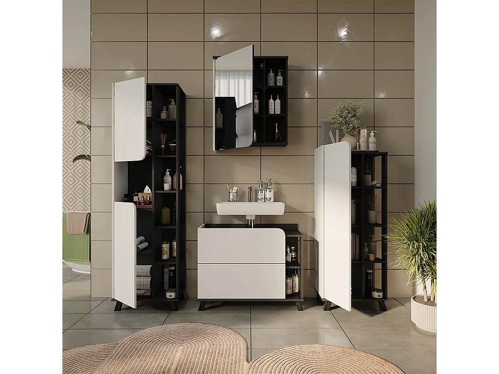 Zestaw mebli łazienkowych biały/antracyt 80x35x65 karen