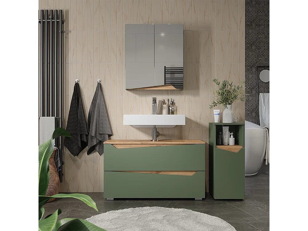 Badrumsmöbelset grön/hantverks ek 100x35x57.5 marelle