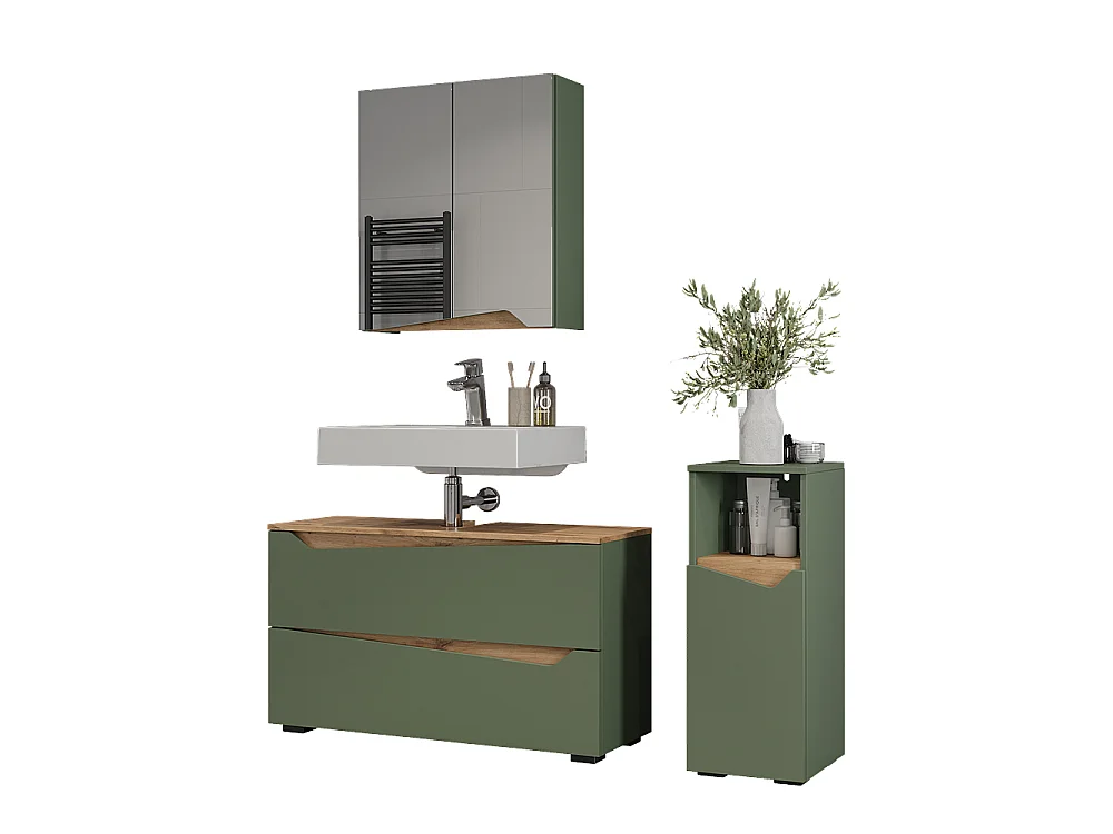 Badrumsmöbelset grön/hantverks ek 100x35x57.5 marelle