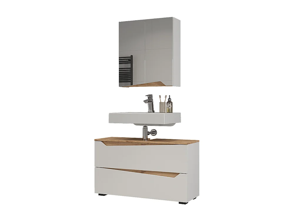 Badrumsmöbelset vit/hantverks ek 100x35x57.5 marelle