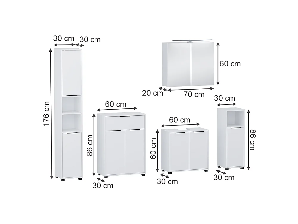 Badmöbel-Set weiß 60x30x60 alina
