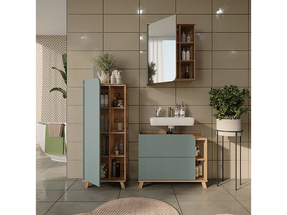 Badmöbel-Set blau/sonoma 80x35x65 karen