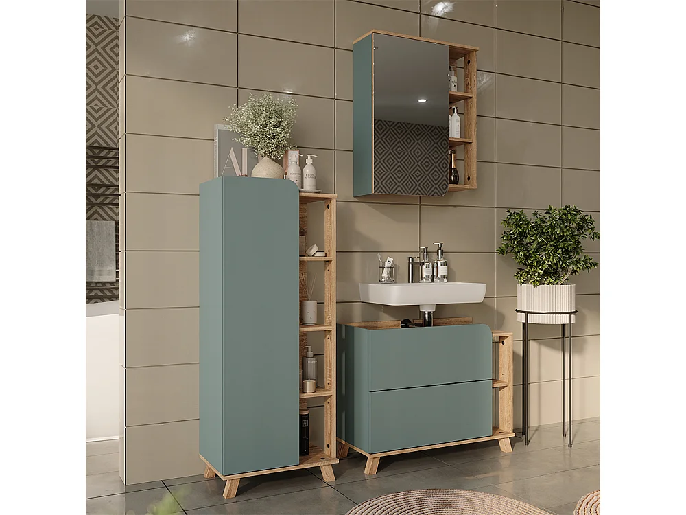 Badmöbel-Set blau/sonoma 80x35x65 karen