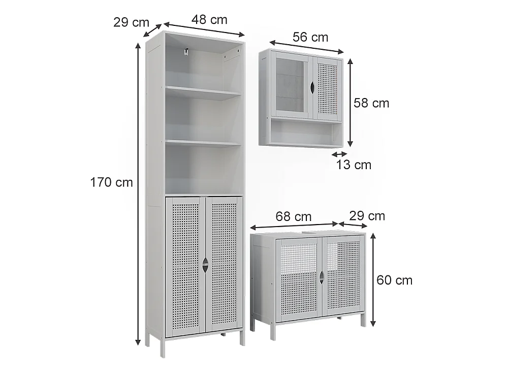 Zestaw mebli łazienkowych biały 70x29x60 liora