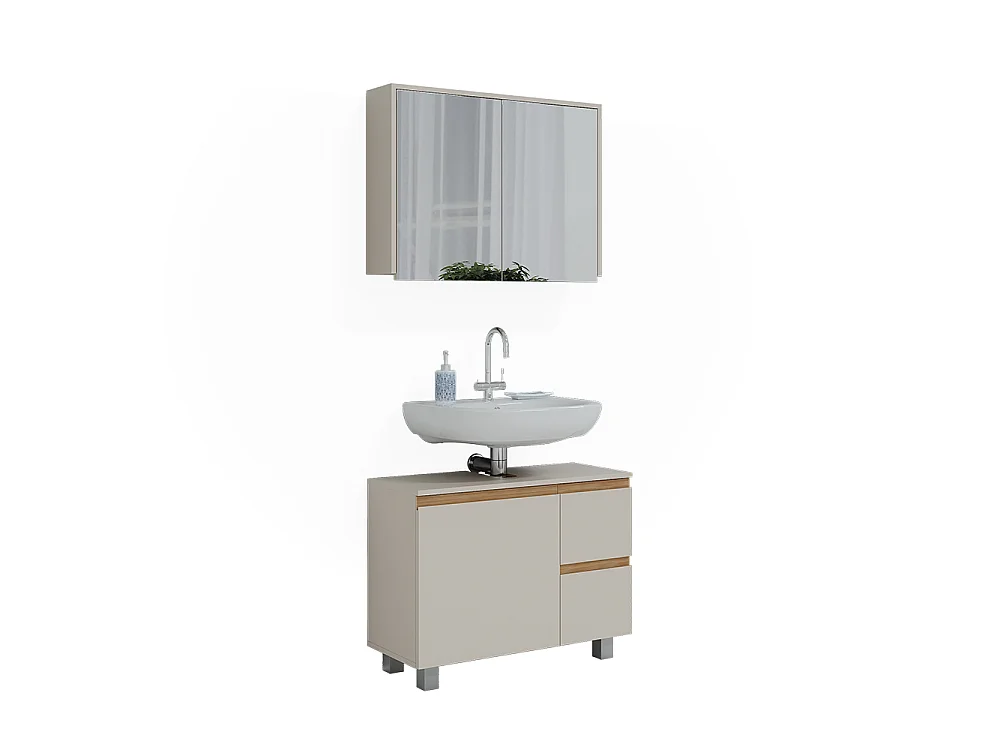 Badrumsmöbelset kaschmir/hantverks ek 80x33x60.8 j-shape