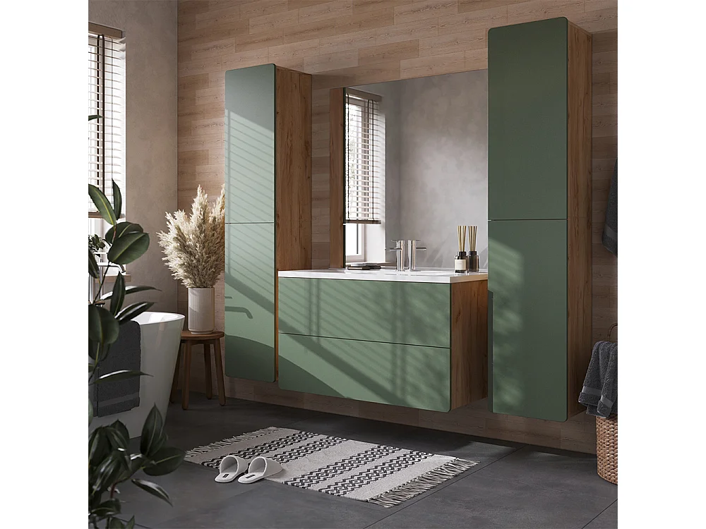 Badkamermeubelset groen/goudkleurig eiken 100x44.6x57.8 izan
