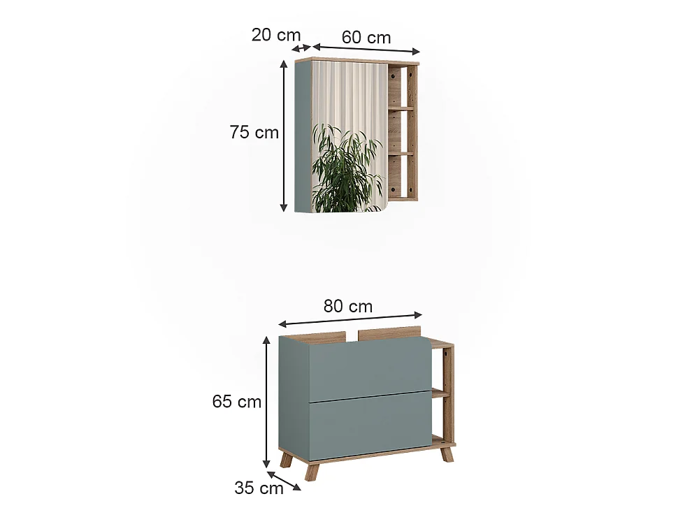 Badmöbel-Set blau/sonoma 80x35x65 karen