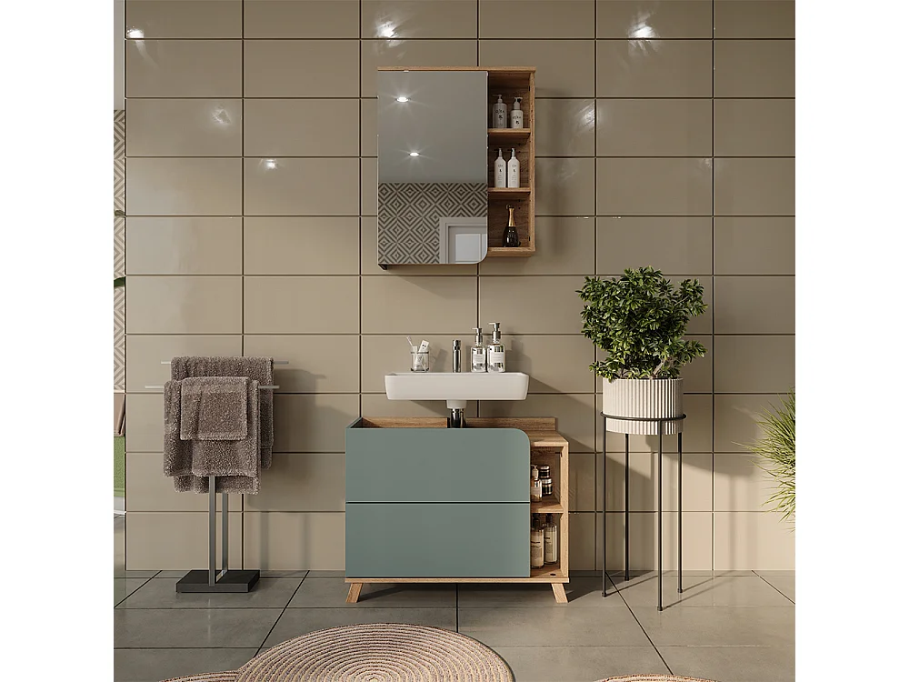 Badmöbel-Set blau/sonoma 80x35x65 karen