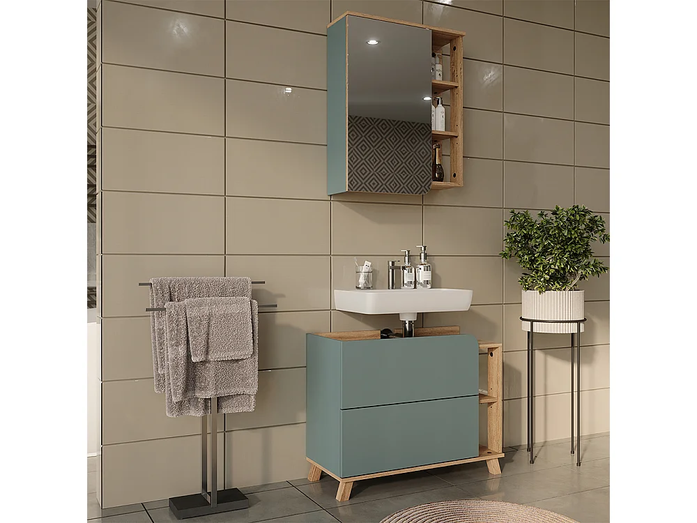 Badmöbel-Set blau/sonoma 80x35x65 karen