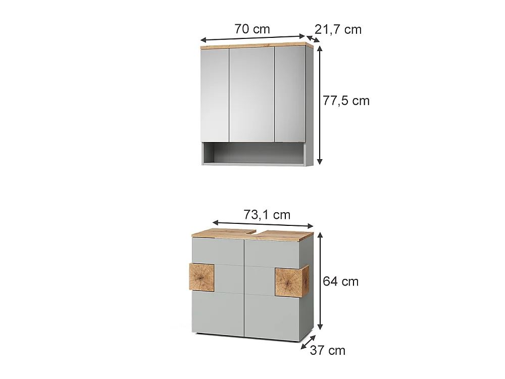Zestaw mebli łazienkowych szary 75x37x64 eden