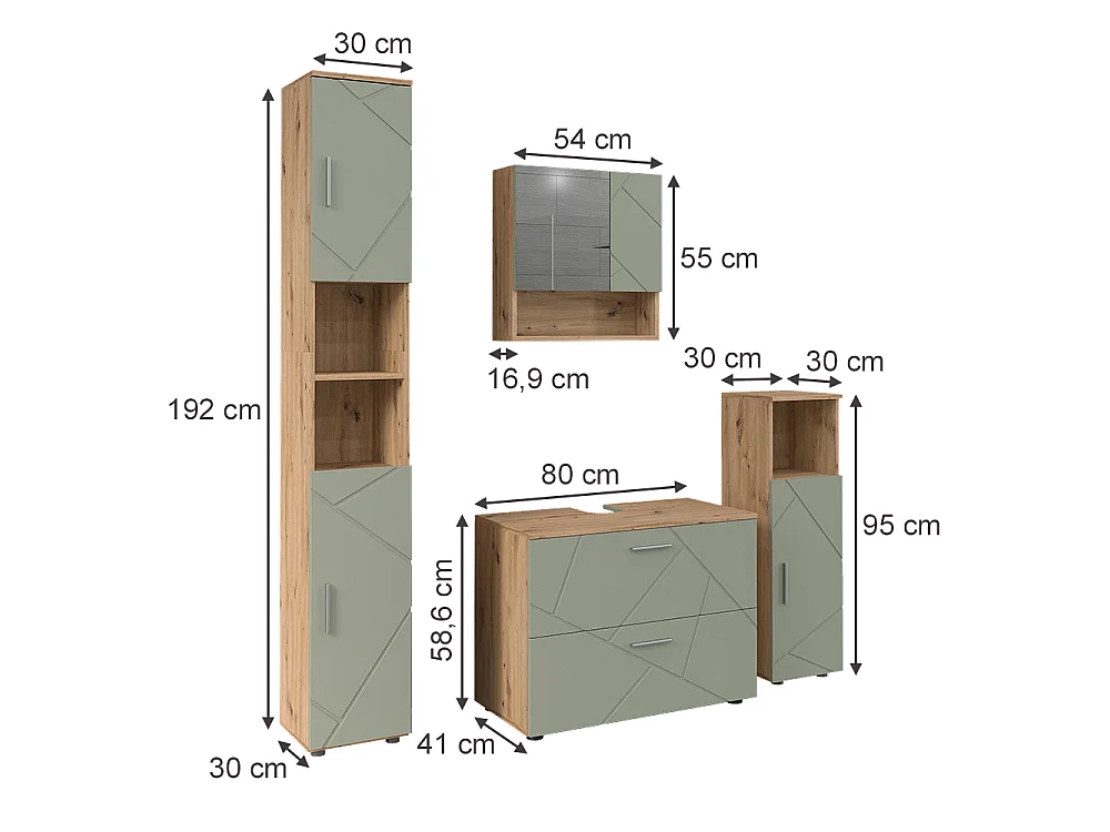 Badmöbel-Set salbeigrün 80x41x58.6 irma