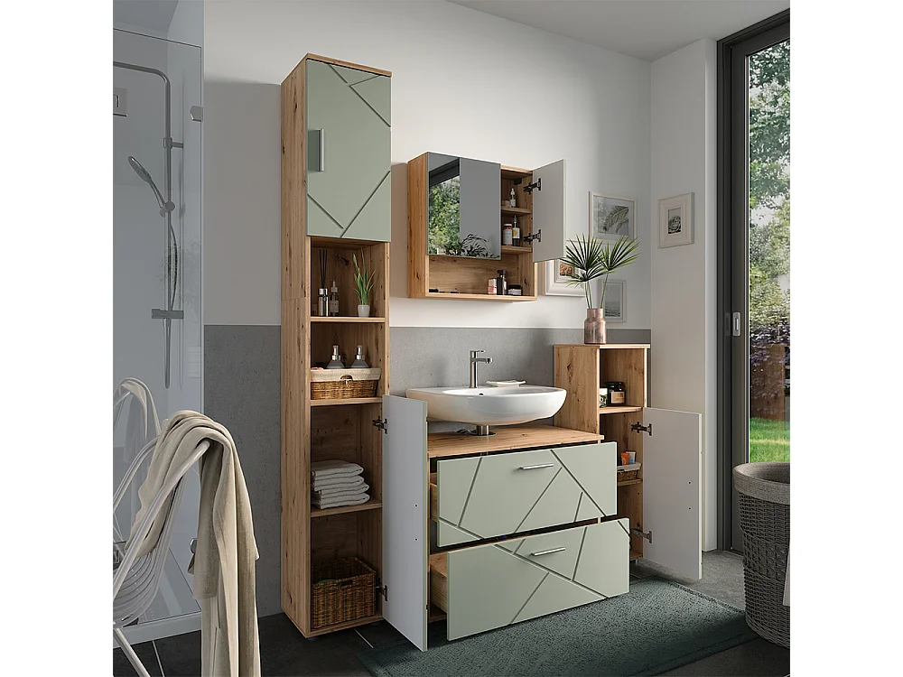 Badmöbel-Set salbeigrün 80x41x58.6 irma