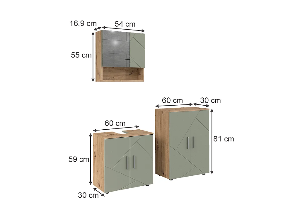 Badrumsmöbelset salvia grön 60x30x59 irma