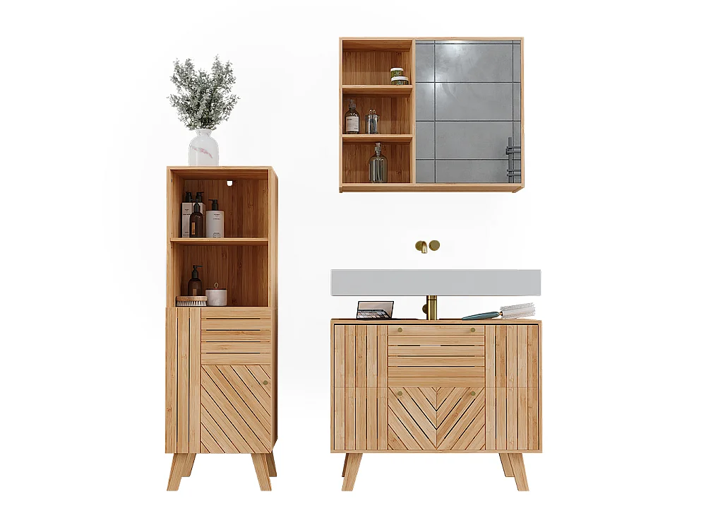Badrumsmöbelset bambu 80x36x65 lucie