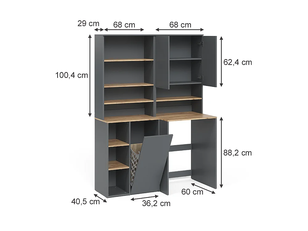 Badmöbel-Set anthrazit/goldkraft eiche 68x60x88.2 viktor