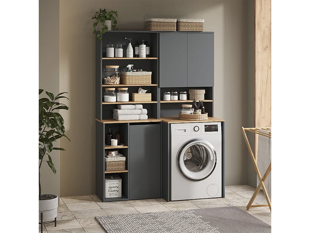 Badmöbel-Set anthrazit/goldkraft eiche 68x60x88.2 viktor