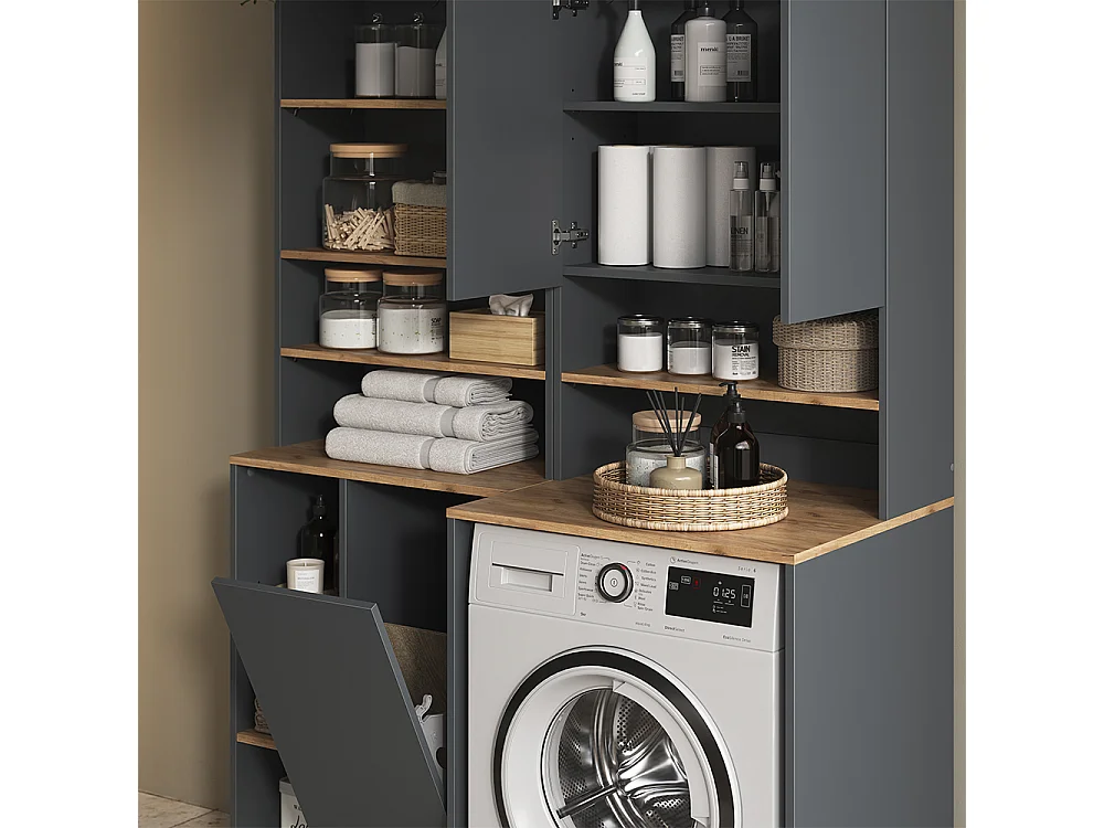 Badmöbel-Set anthrazit/goldkraft eiche 68x60x88.2 viktor