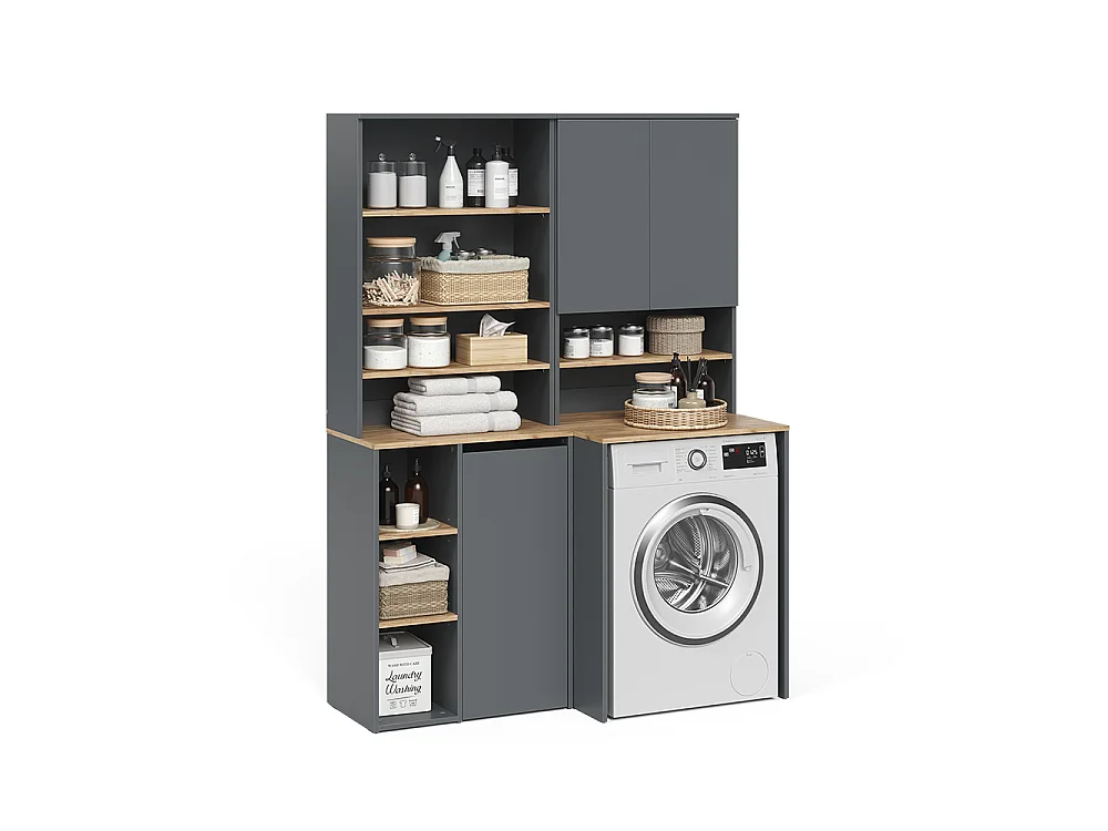 Badmöbel-Set anthrazit/goldkraft eiche 68x60x88.2 viktor