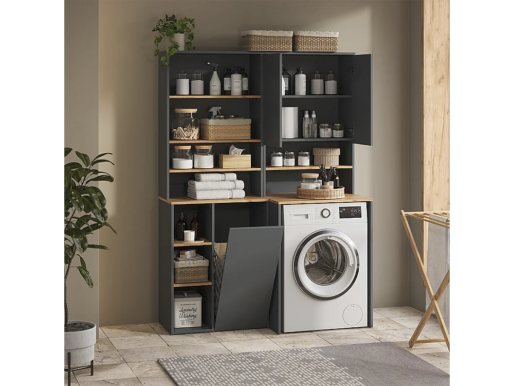 Badmöbel-Set anthrazit/goldkraft eiche 68x60x88.2 viktor