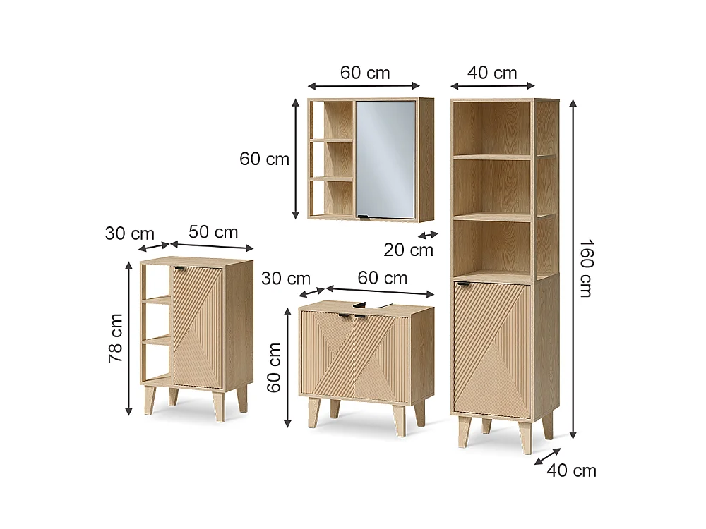 Badmöbel-Set eiche 60x30x60 arven