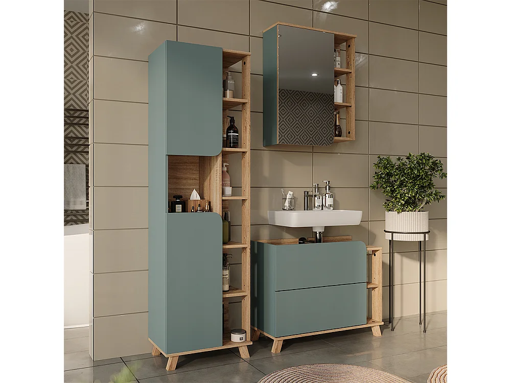 Badmöbel-Set blau/sonoma 80x35x65 karen