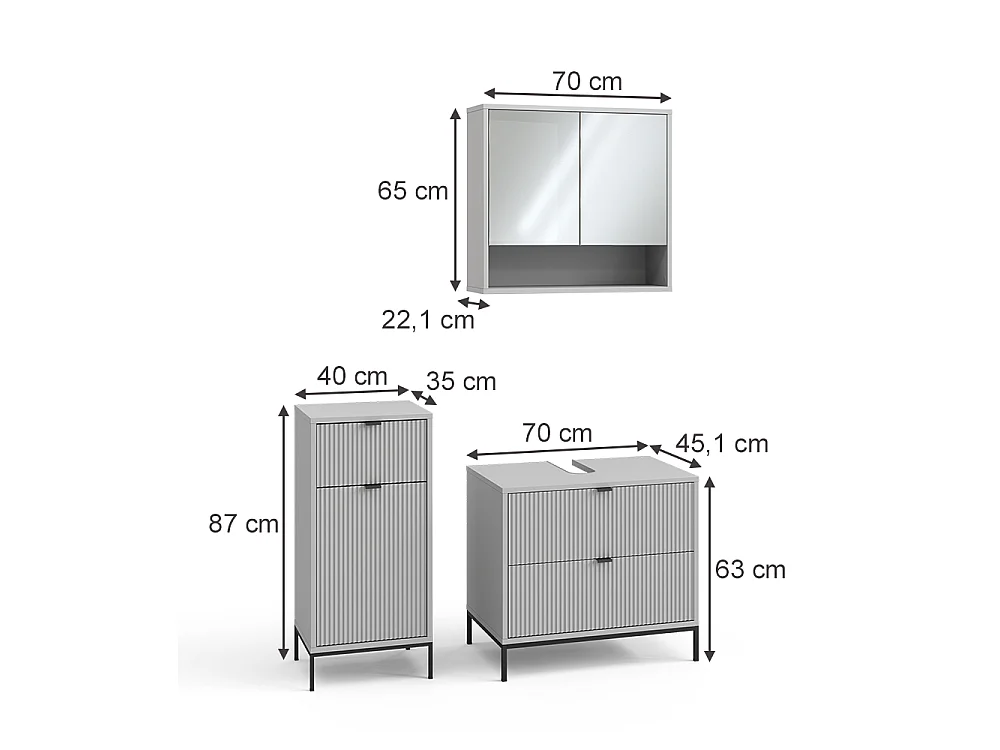 Badrumsmöbelset grå 70x45.1x63 eliza
